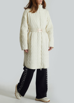 Стеганое пальто на молнии Twin-Set со съемным эластичным поясом, фото